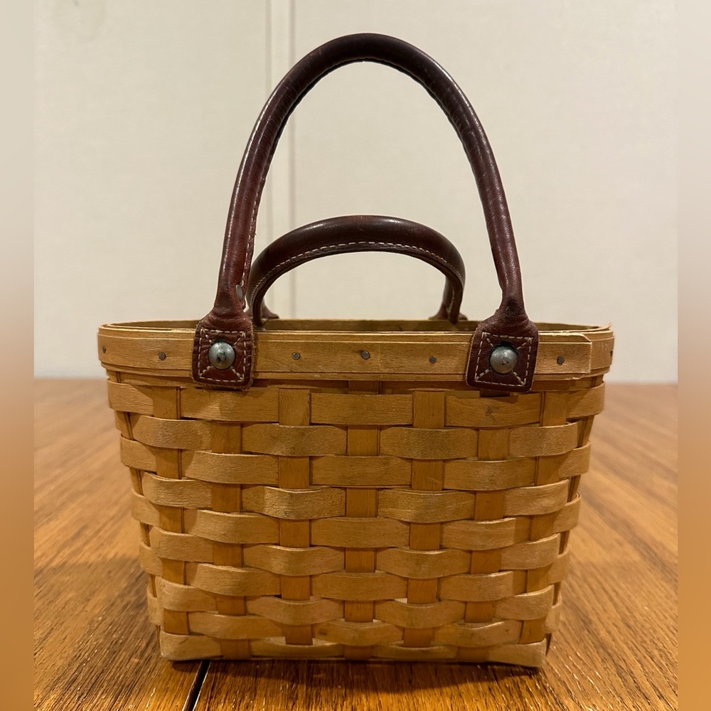 LONGABERGER Brown Woven Basket Small Bag